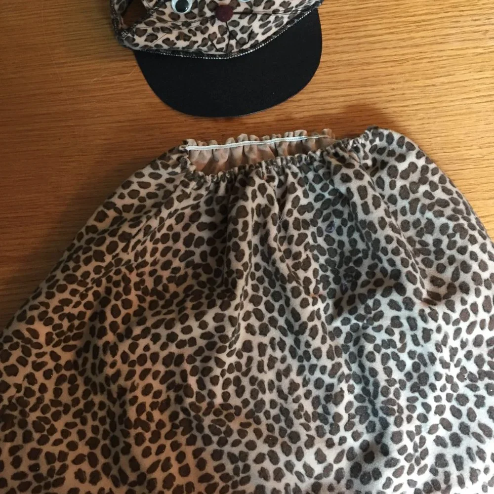 3 Pc Leopard Set Halloween Costume Hat, Skirt & Shoes